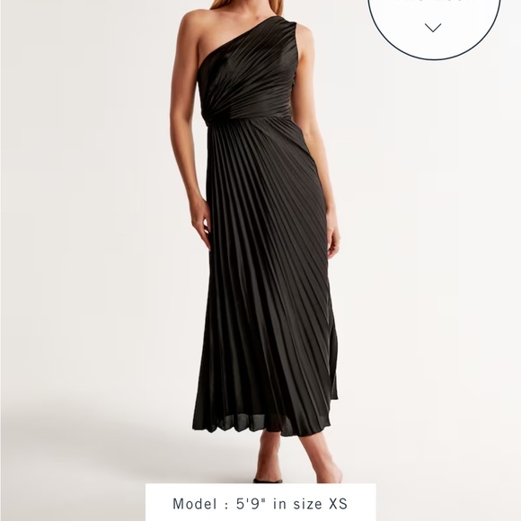 abercrombie, black, one shoulder, pleated midi dress - Picture 2 of 2